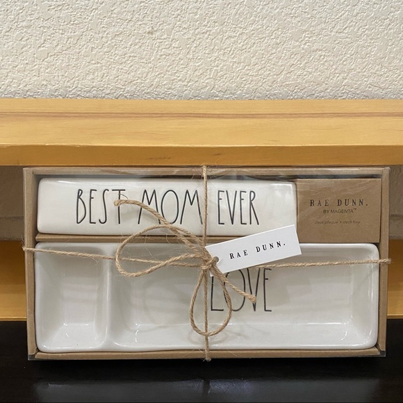 New Rae Dunn BEST MOM EVER LOVE Desk Plaque + Desk Tray Office Organizer - Picture 5 of 10